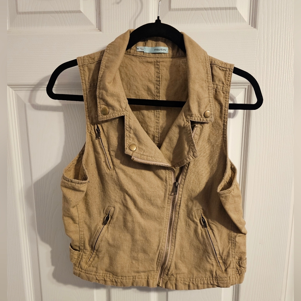 Maurices Tan Vest with Zipper Accents